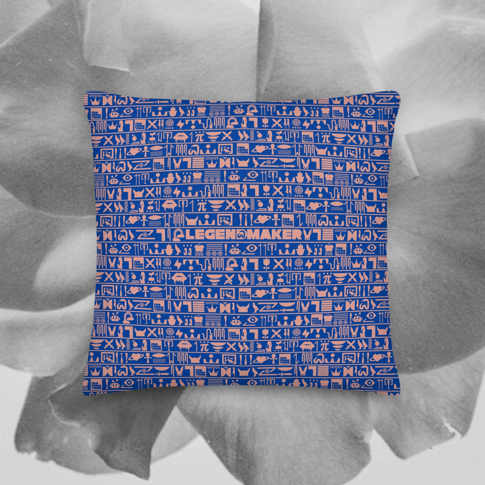 LEGENDMAKER HIEROGLYPHIC PILLOW - BLUE/MAUVE