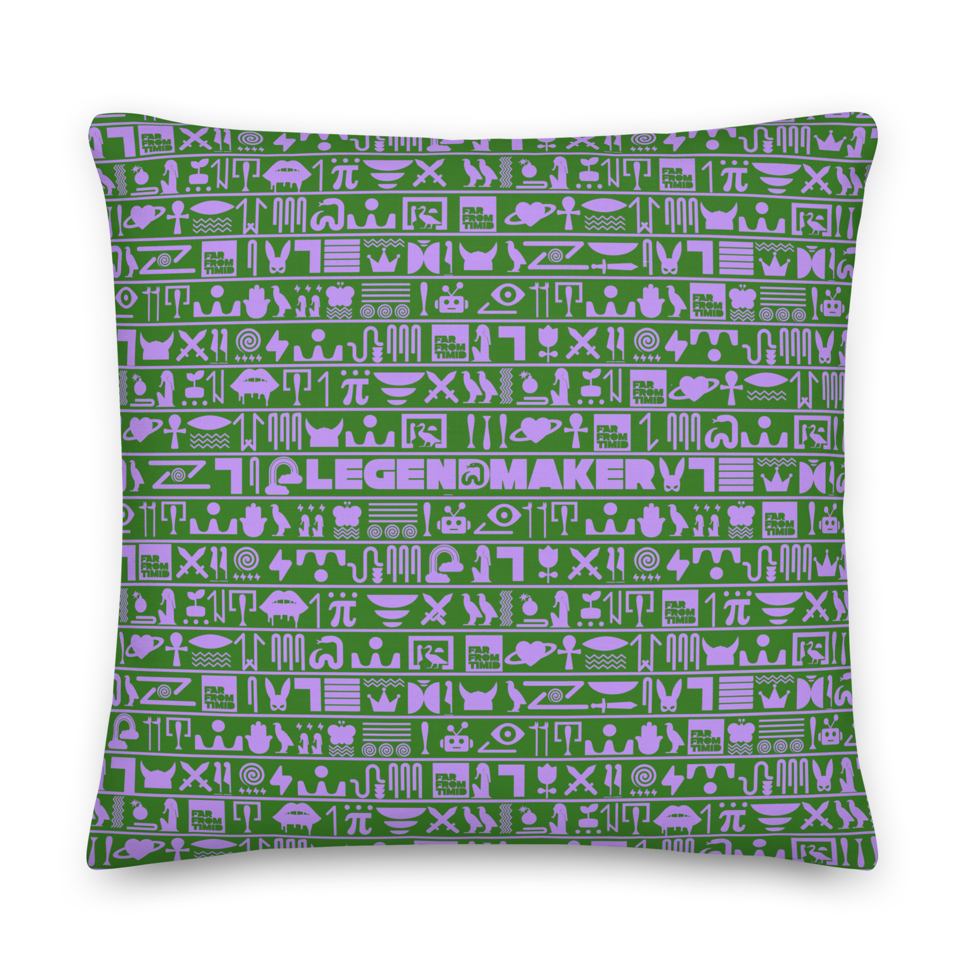 LEGENDMAKER HIEROGLYPHIC PILLOW - EMERALD/LAVENDER