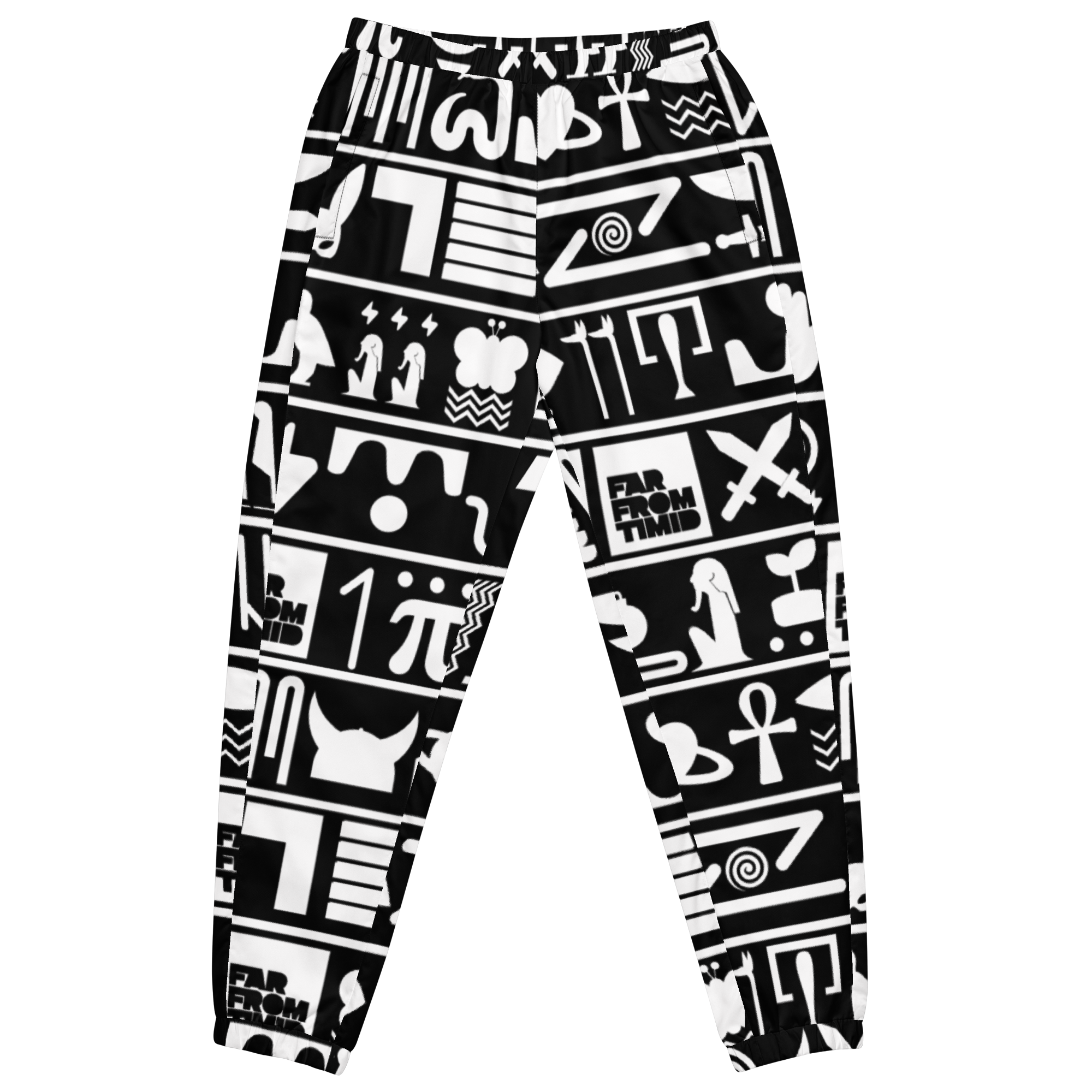 WOMEN'S HIEROGLYPHIC TRACK PANTS - BLACK/WHITE